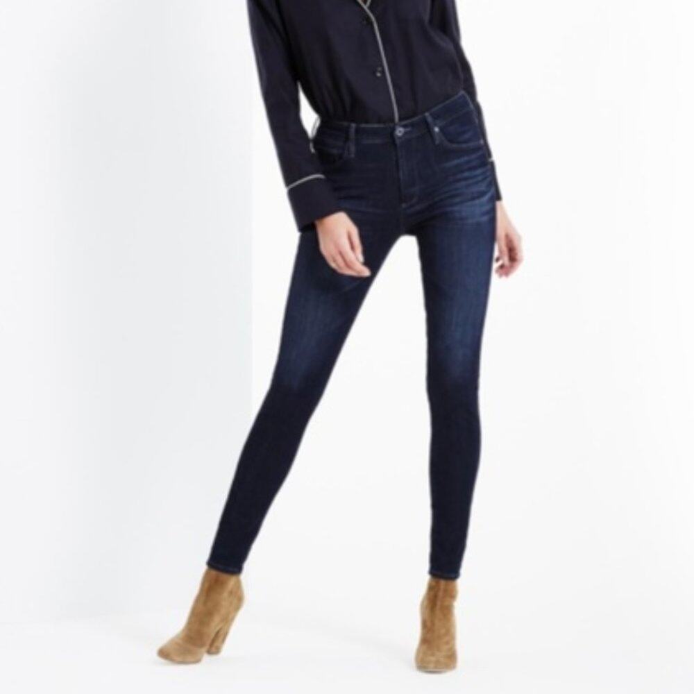 AG The Farrah High Rise Dark Wash Skinny Jeans